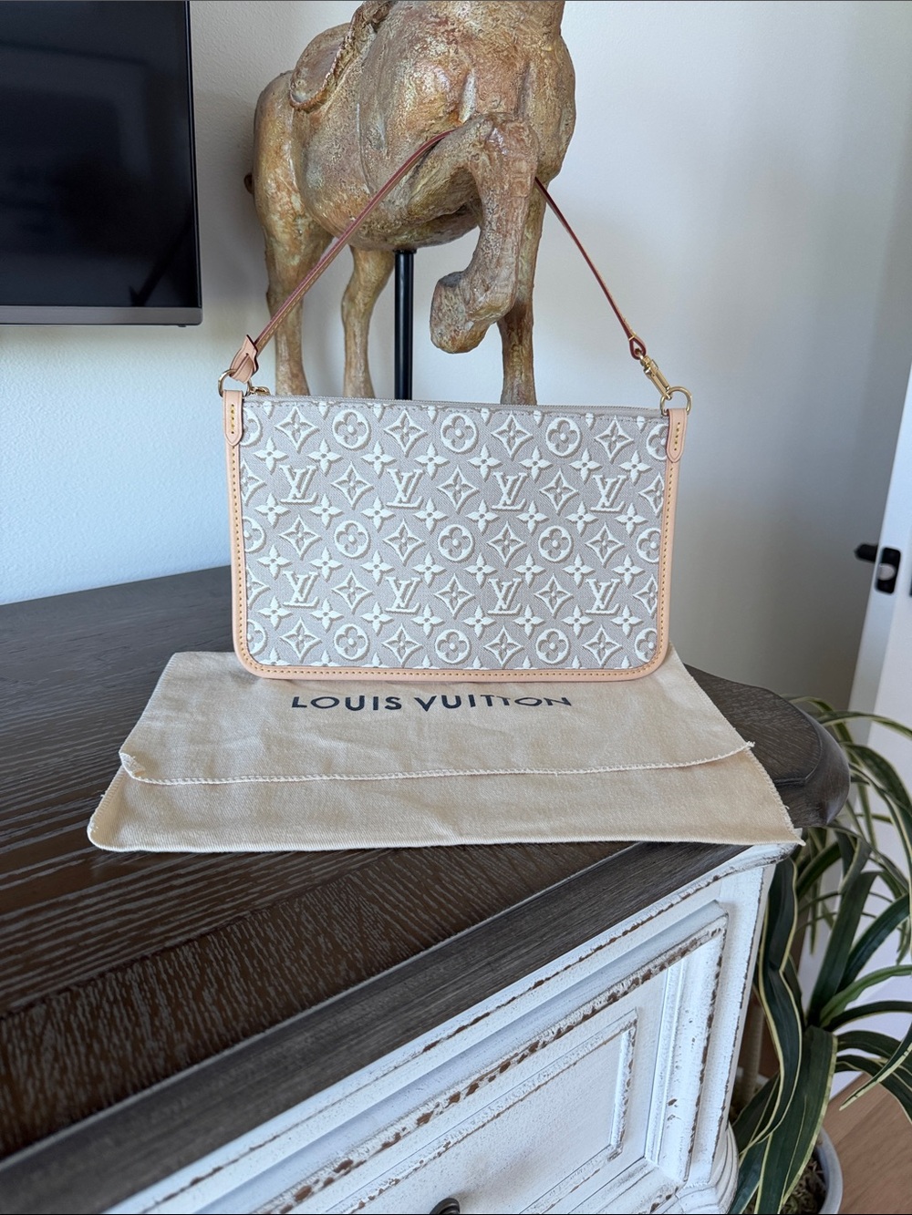 Louis Vuitton Jacquard Embleme Neverfull Pouch